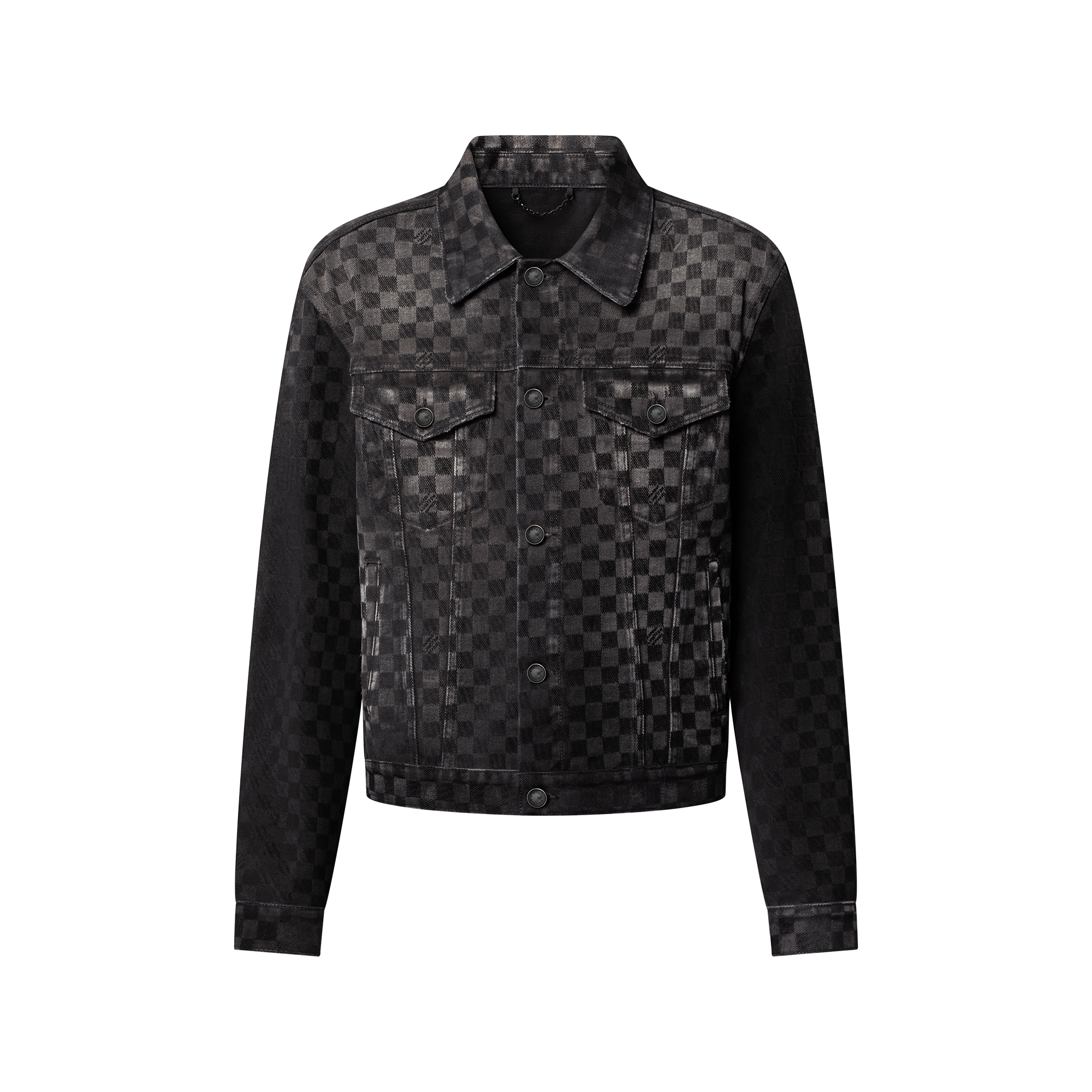 Flocked Damier Denim Trucker Jacket - Luxury Black | LOUIS VUITTON